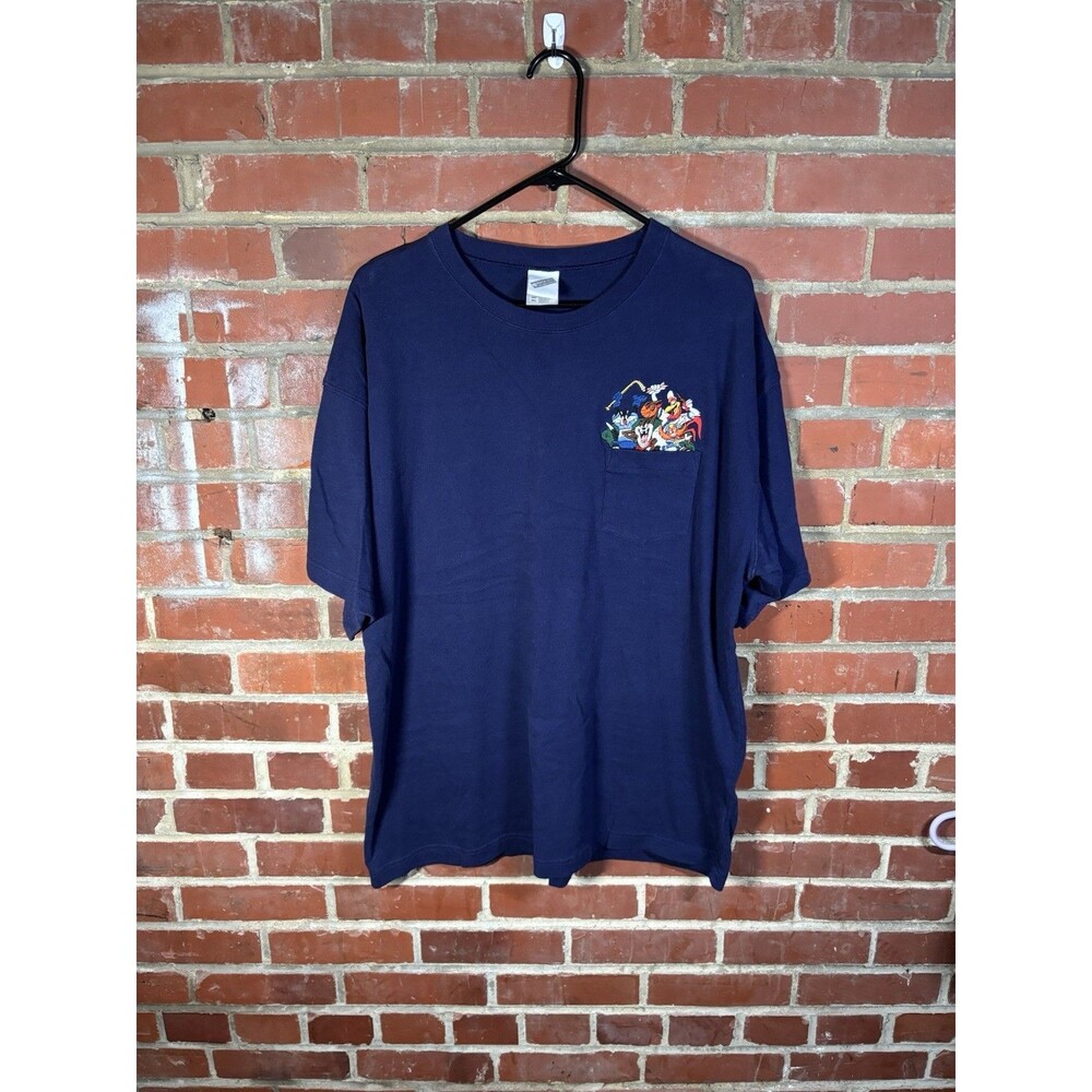 Vintage 90s Looney Tunes Basketball Sports Blue Shirt Warner Brothers Adult XL